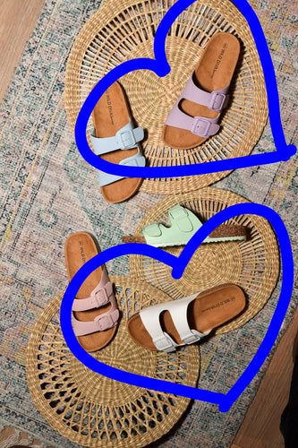 Double Buckle Slide Sandals