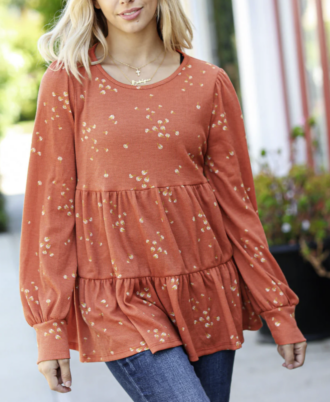 Orange Floral Top