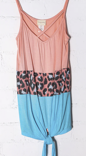 Color Block Leopard Tank Top