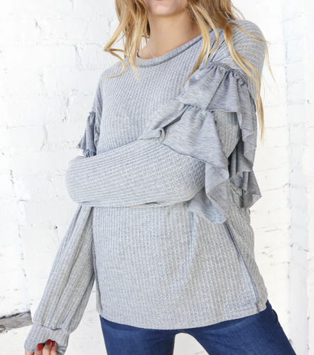 Grey Ruffle Sleeve