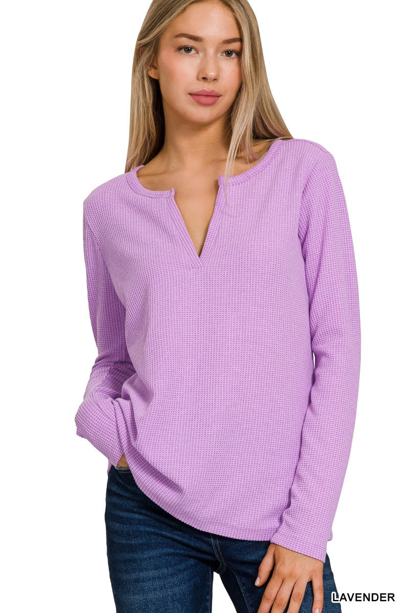 Lavender Waffle Knit Top