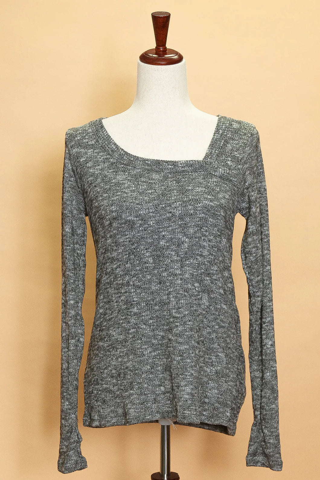 Heather Grey Asymmetrical Neck Long Sleeve