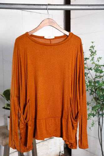 Rust Orange Dolman Long Sleeve Top