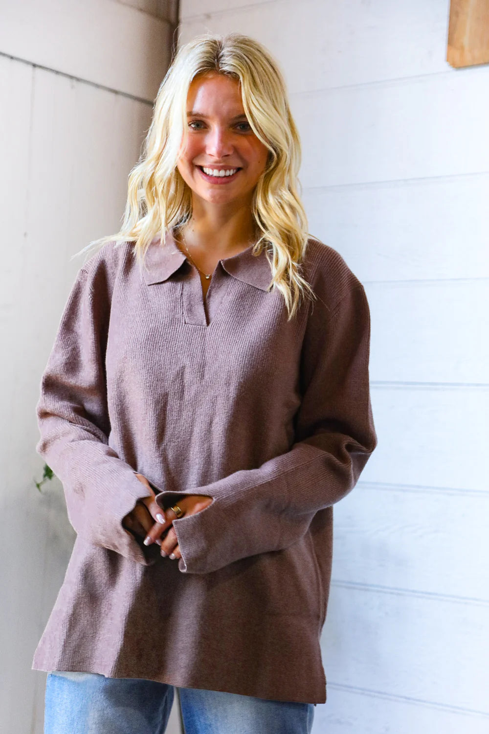 Mocha Collar Top