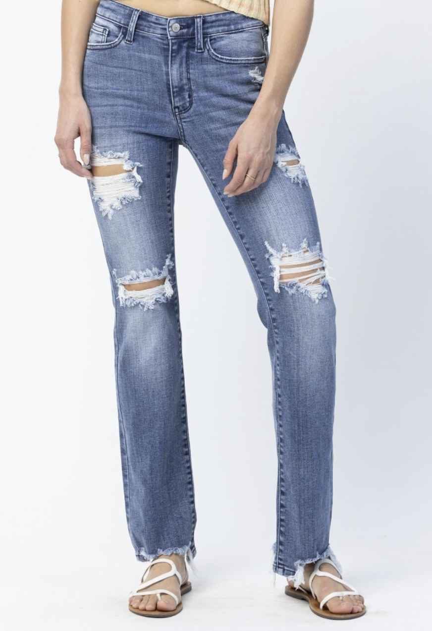 Judy Blue - Distressed Straight Jeans